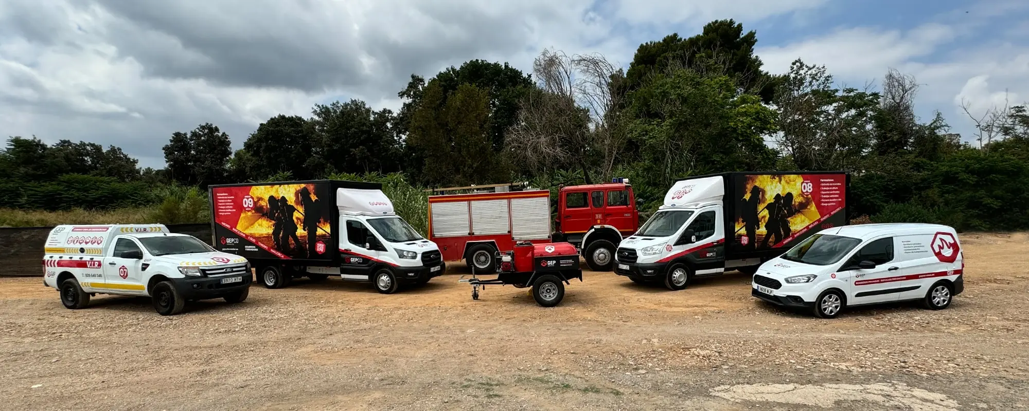Vehículos de emergencias de GEP Protect — empresa instaladora de protección contra incendios registrada RIPCI en España